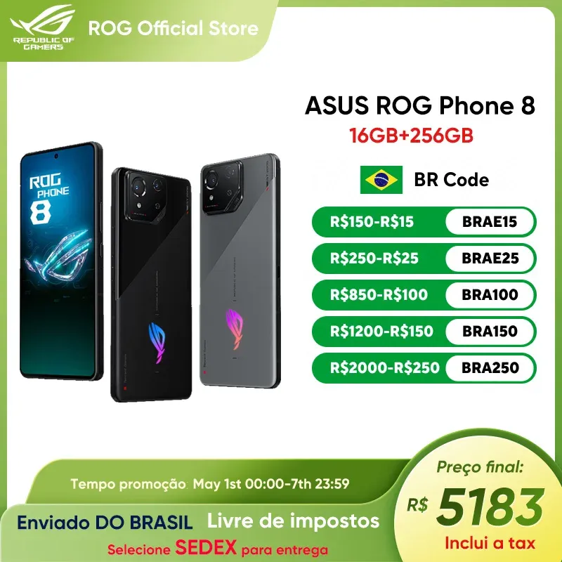 Smartphone Asus Rog Phone 8 Com Snapdragon 8, 5g, Tela De 6,78&Quot; Com 165hz E Nfc
